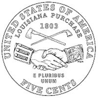 Nickel reverse: Louisiana Purchase/Peace Medal design